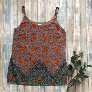 CAbi Sleeveless Multicolor Print Blouse Top Sz L